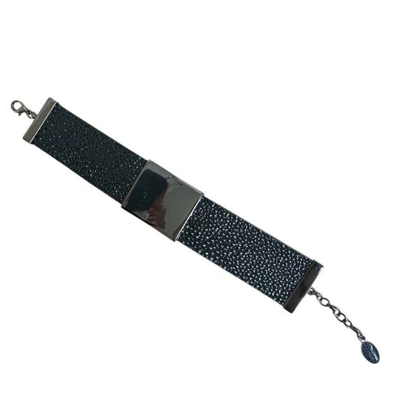 GUESS Black and Pink Crystal Statement Bracelet - Wide Band - Picture 7 of 8